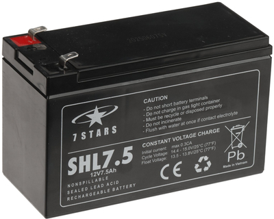 Bateri AGM 7Stars SHL7.5, 12V, 7.5Ah, e zezë