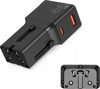 Përshtatës udhëtimi Mobile Origin Travel Adapter 25W, USB C, USB A, i zi