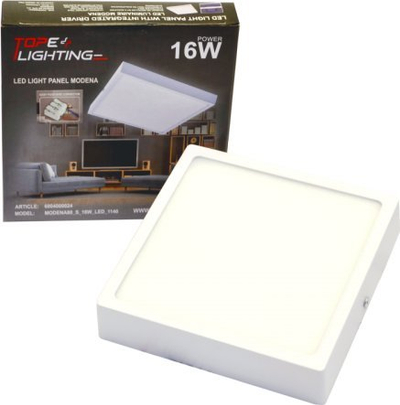 Panel LED Topex Modena SQ, 16W 1280lm, IP44, i bardhë