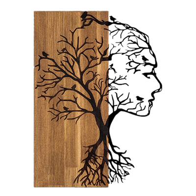 Dekor muri HM4754, metal dhe dru, 43x58 cm, i zi