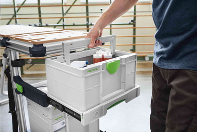 Kuti veglash Festool Systainer 3 ToolBox SYS3 TB Medium, mban gjer në 20 kg, plastike e fortë, gri e çelët