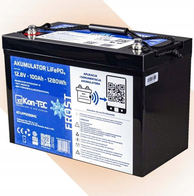 Bateri LiFePO4 Green Cell Kon-TEC 12.8V, 100Ah, me Bluetooth, e zezë