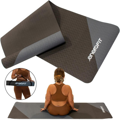 Dyshek joga dhe fitnesi Enero Fit, TPE, 0.4 cm, gri me të zezë