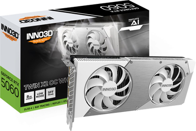 Kартичка со графика Inno3D GeForce RTX 5060 Twin X2 OC, 8GB GDDR7, PCI Express, бела