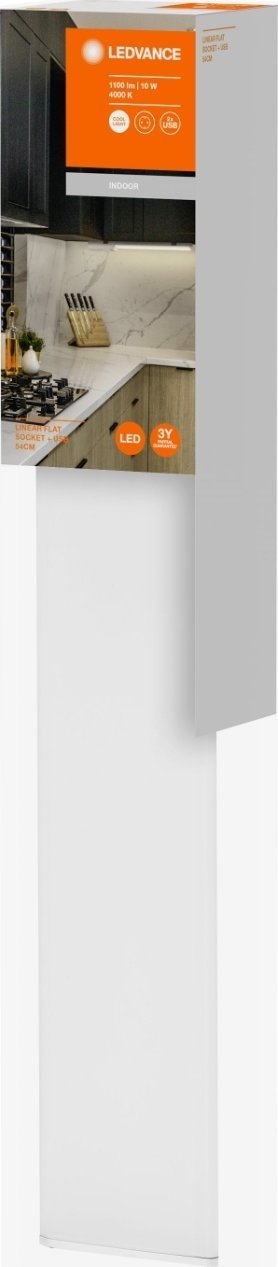 Dritë nën dollap LEDVANCE LINEAR Socket Plate USB, 10W, me prizë EU dhe 2x USB, e bardhë