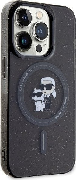 Kllapë mbrojtëse Karl Lagerfeld KLHMP15LHGKCNOK për iPhone 15 Pro 6.1", MagSafe, e zezë me shkëlqim
