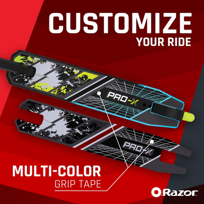 Trotinet stunt Razor Pro X, platformë alumini, rrota 100 mm, i zi me jeshile