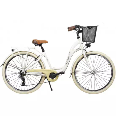 Biçikletë qyteti AZIMUT Sarema 28" ALU TX-7 2025, 7 marshe Shimano, kornizë alumini, krem i çelët me shkëlqim