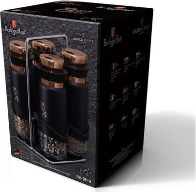 Set mbajtësesh për erëza Berlinger Haus BH-1999 Black Rose, 4 copë, të zeza