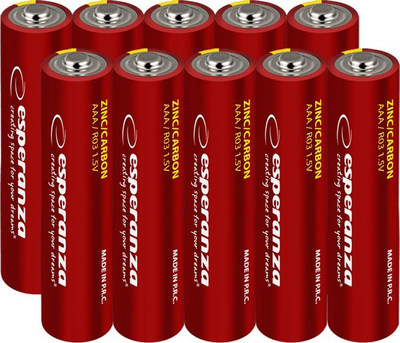 Bateri ESPERANZA Zinc Carbon AAA, 1.5V, set me 10 copë, e kuqe