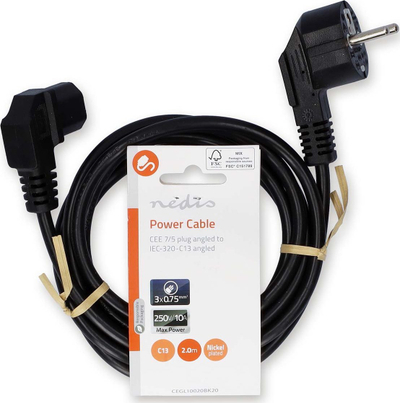 Kabllo rryme Nedis, IEC-320-C13, 2m, e zezë