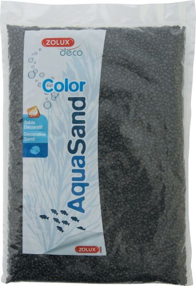 Декоративен песок за аквариум Zolux Aquasand Color ebony, фракција 2–3 mm, 12kg, црн