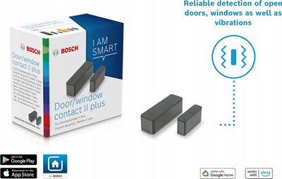 Sensor dere/dritare Bosch Door/Window Contact II Plus, wireless, me sensor dridhjesh, ngjyrë antracit