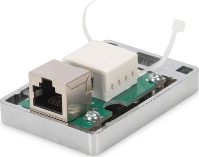 Kuti murale rrjeti Digitus CAT 6A, 1 port RJ45, metal, ngjyrë argjendi