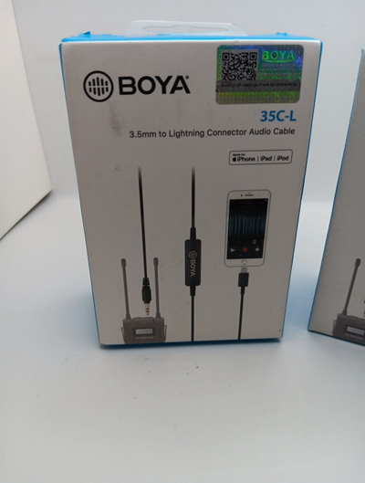 Kabllo audio adaptuese BOYA 35C L USB C, 3.5mm TRS në Lightning USB C, e zezë