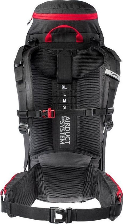 Çantë shpine për hiking/kamping HI-TEC Stone Backpack / One size, 65L, e zezë/e kuqe