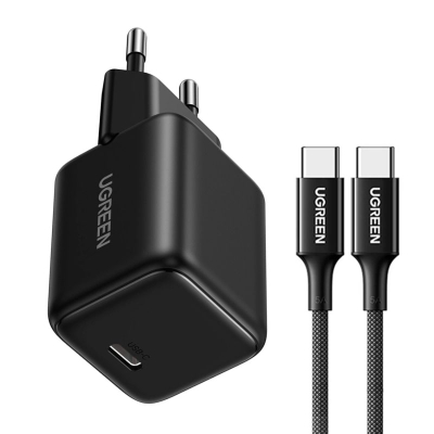 Karikues muri Ugreen X513 GaN, 30W, USB‑C me kabllo 1m, i zi