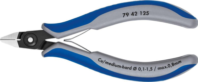 Gërshërë diagonale të holla për elektronikë Knipex 79 42 125, 125mm, për punë të imëta, metalike