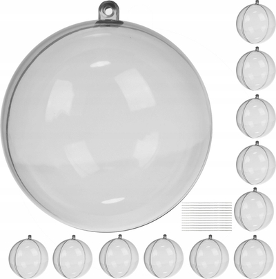Ornamente transparente akrilike Ruhhy 20508, set 12 copë, 8 cm, transparente