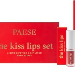 Set buzë Paese The Kiss Lips, 02 Nude Coral, ruž i lëngshëm dhe laps