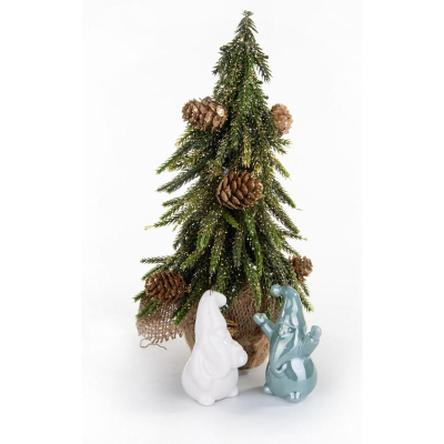 Stoli për pemë Saska Garden Christmas Ceramic Santa, qeramikë, 7.8 cm, i bardhë
