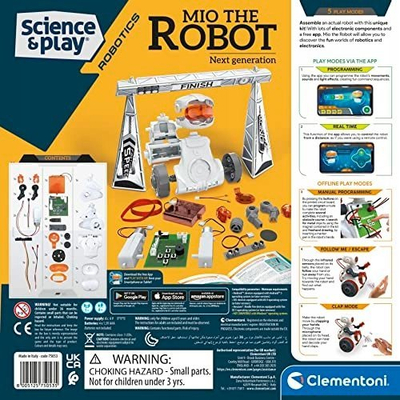 Lodër robotike Clementoni Mio The Robot Next Generation, STEM edukativ, mbi 8 vjeç, portokalli
