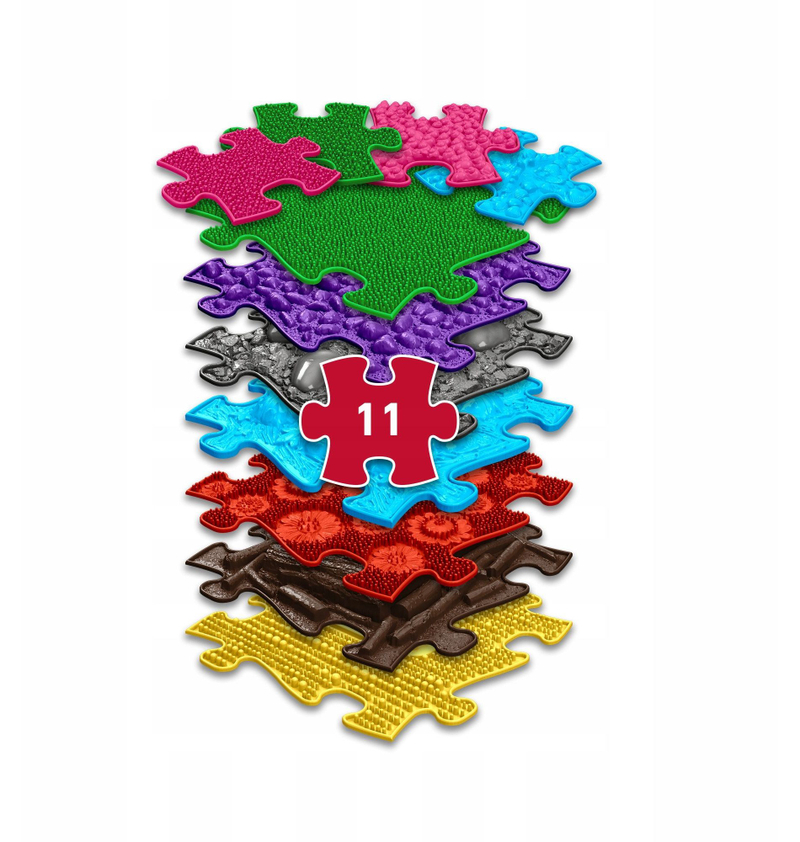 Tapet ortopedik sensorial për fëmijë Askato, set 7 elemente + 4 mini, shumëngjyrësh