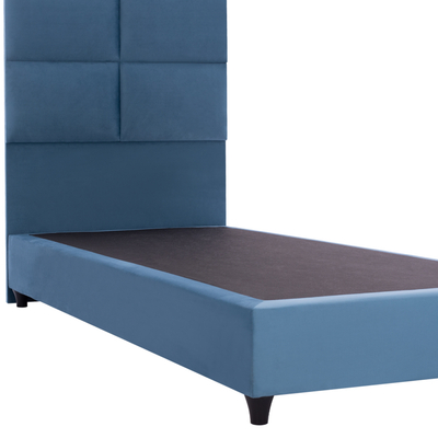 Krevat MILO HM652.09, tek, kadife, 90x200 cm, blu