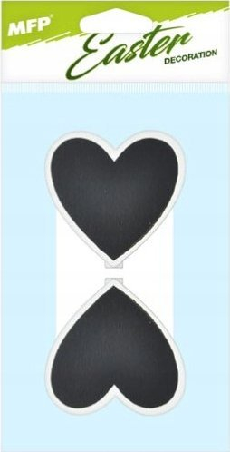 Kapëse druri dekorative MFP Heart, set 2 copë, 70x70mm, të zeza me kornizë të bardhë