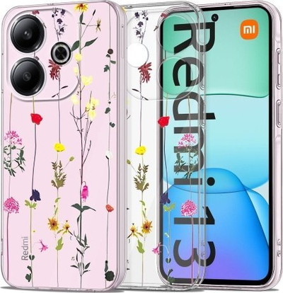 Kapak telefoni Tech-Protect FlexAir+ për Xiaomi Redmi 13, gome TPU e butë, me lule Garden Floral, transparent