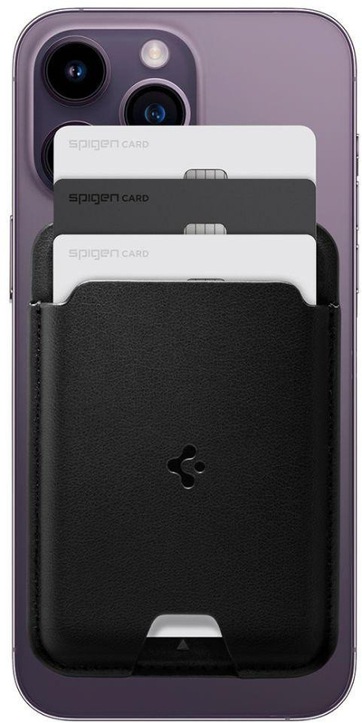 Portofol magnetik për telefon Spigen Valentinus Pro MagSafe, mbajtës kartelash, i zi