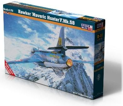 Set me avionë model MisterCraft Hawker Hunter F.Mk.58 Maveric, shkalla 1:72, plastik, shumëngjyrësh