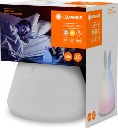 Llambë nate LEDVANCE Nightlux Touch Lepurush, LED RGBW, me bateri USB, e bardhë