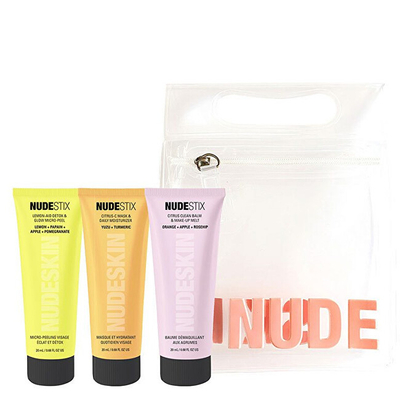 Set dhuratë për femra Nudestix Citrus Skin Renewal Skincare Gift Set, skrab për lëkurën 20 ml + maskë & primer 3 në 1 20 ml + krem për largimin grimit 20 ml