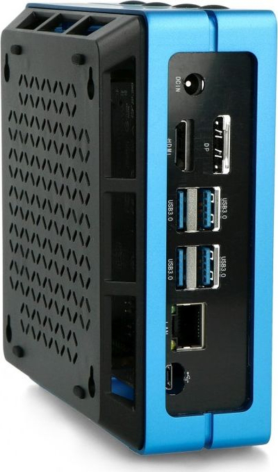 Kuti minikompjuteri Seeedstudio ReComputer 114992152, kornizë metalike, panel xhami transparent, blu