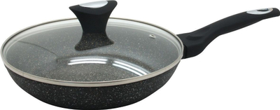 Tигањ Klausberg Pan 28cm, облога гранит, капак стакло, сив