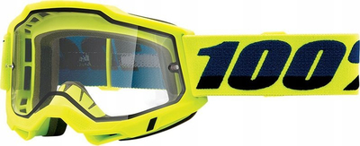 Syze motokrosi 100% Accuri Enduro, xham i dyfishtë transparent, fluo e verdhë