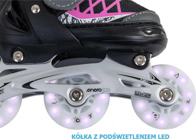 Patina inline Enero Pro LED 4 në 1, nr 34-37, për kalamaj, rozë