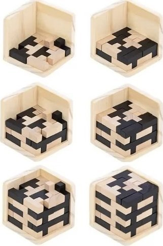 Lojë logjike druri Kubiku 24742, 52 blloqe, puzzle 3D, shumëngjyrëshe