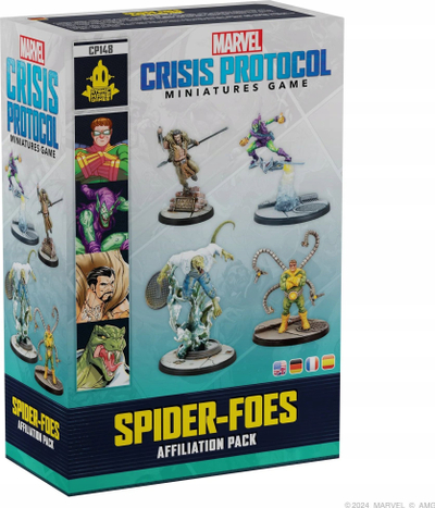 Lojë me miniatura Atomic Mass Games Marvel Crisis Protocol Spider Foes Affiliation Pack, zgjerim, 2 lojtarë, shumëngjyrëshe