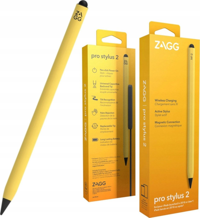 Дигитално пенкало ZAGG Pro Stylus 2, отфрлање на дланка, безжично полнење, сиво