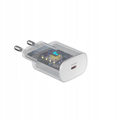 Karikues muri Devia Smart PD, 25W, 1x USB-C, me kabllo USB-C në USB-C, i bardhë
