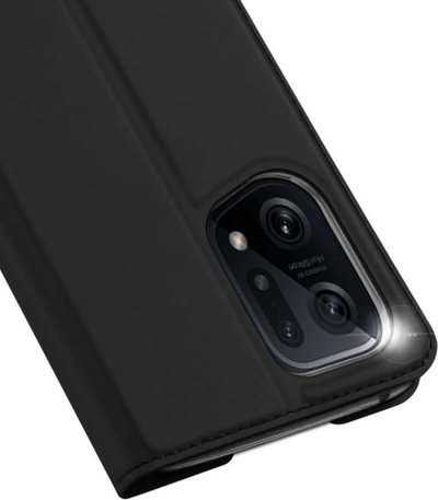Këllëf telefoni Dux Ducis Skin Pro për Oppo Find X5, lëkurë eko, portofol, i zi
