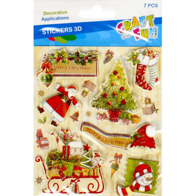 Ngjitësa 3D dekorativë Craft with Fun Christmas 481034, set me 7 copë, me ngjyra