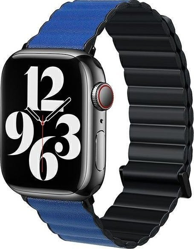 Каишка за рака Beline за Apple Watch Magnetic Pro, 38/40/41mm, кожа и силикон, црна сина