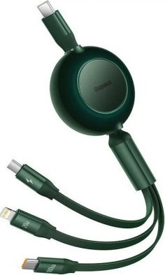 Kabllo karikimi Baseus CAMJ010206, 3 në 1, 100W, 1.1m, jeshile e errët