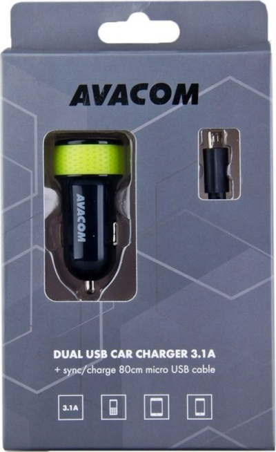 Karikues makine AVACOM NACL-2XKG-31A, 2x USB, 3.1A, i zi me jeshile