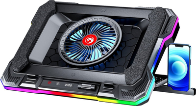 Стојалка за ладење за лаптоп Marvo Atlas 43, 14\" 19\", RGB, црна