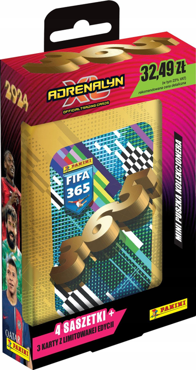Kuti koleksionuese Panini FIFA 365 Adrenalyn XL 2024, mini tin, me 4 paketime kartelash, me 3 kartela Limited Edition