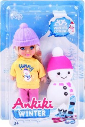 Set lodër gocë Ankiki Winter Doll and Snowman, 13 cm, dimër, shumëngjyrëshe